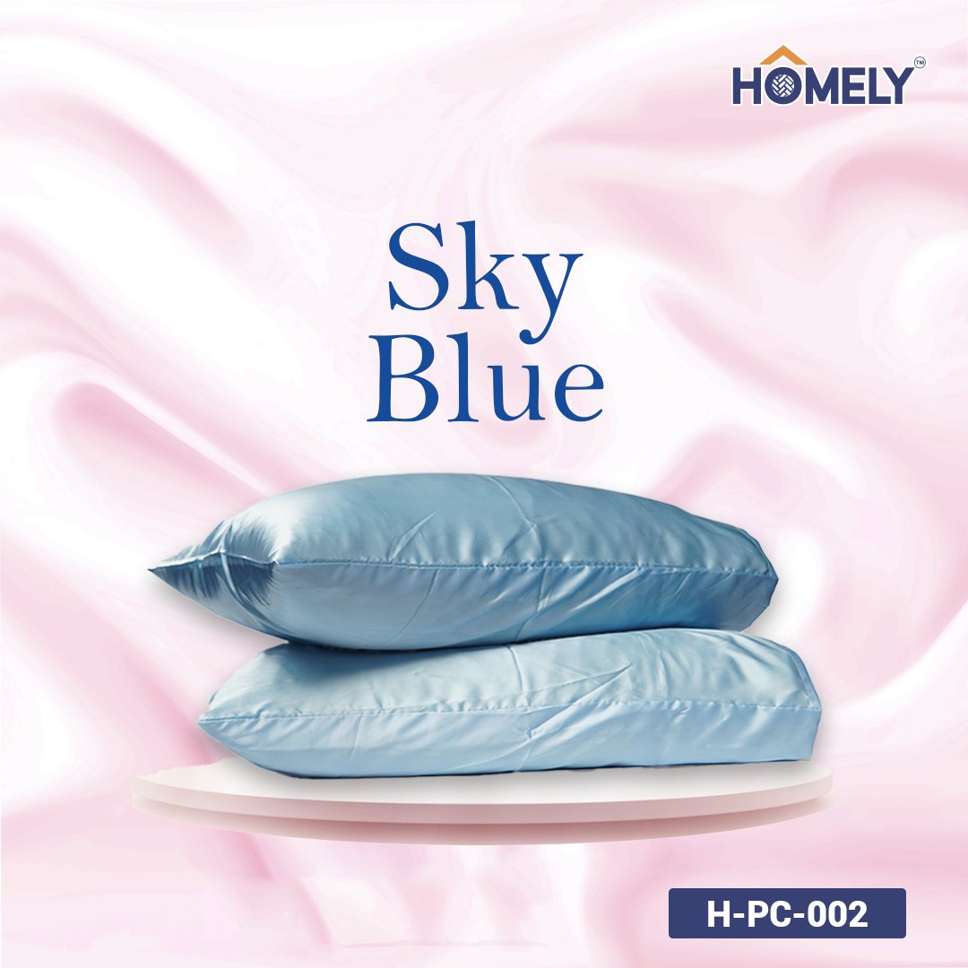 SKY BLUE SATIN PILLOW CASE- H-PC-002