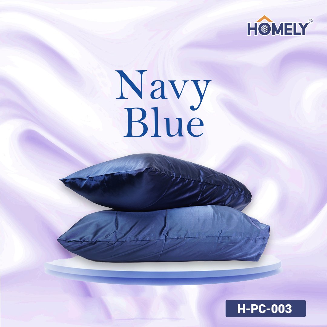 NAVY BLUE SATIN PILLOW CASE- H-PC-003