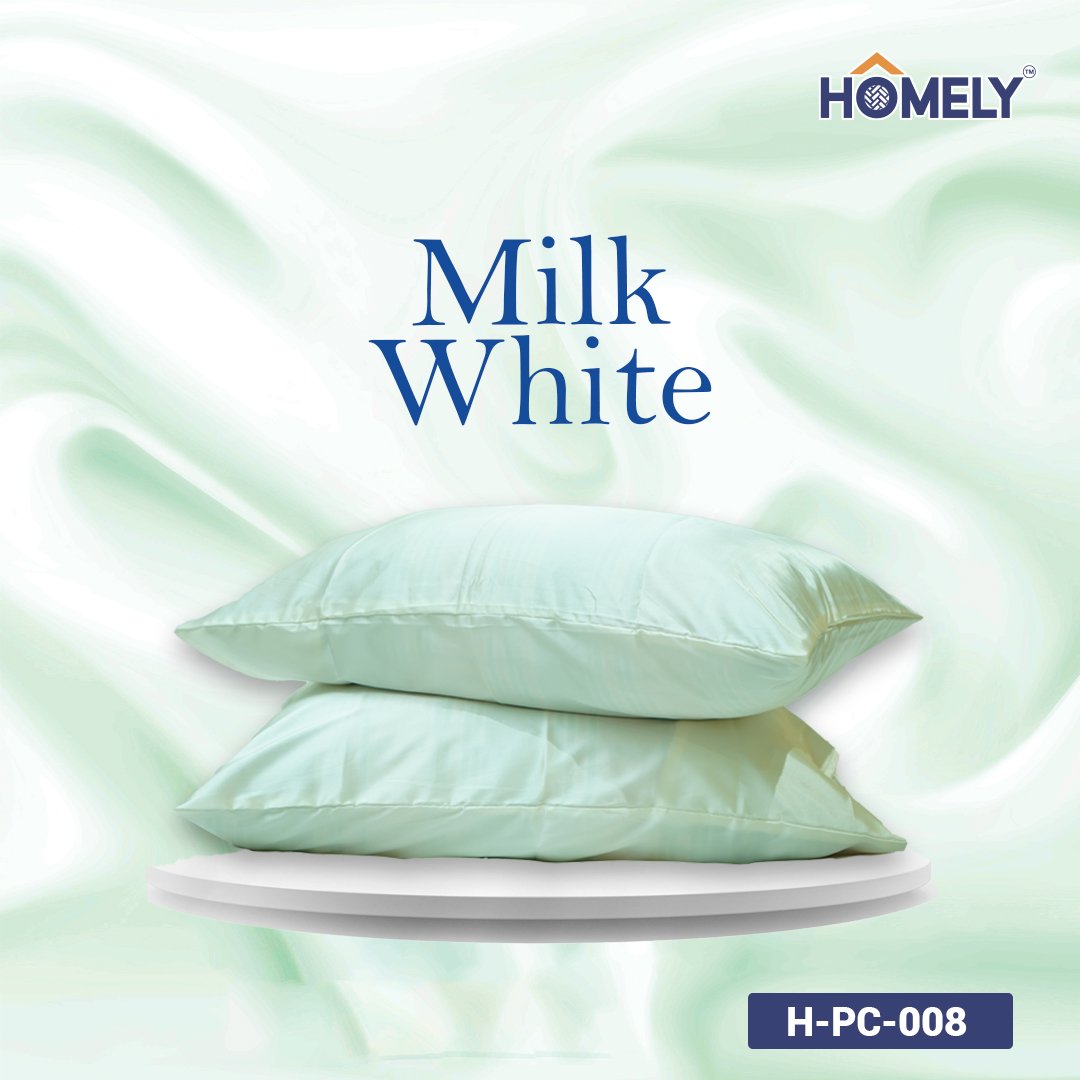 MILK WHITE SATIN PILLOW CASE- H-PC-008