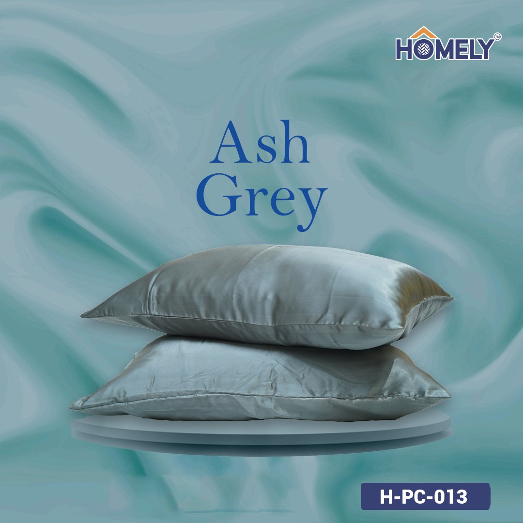 ASH GREY SATIN PILLOW CASE- H-PC-013