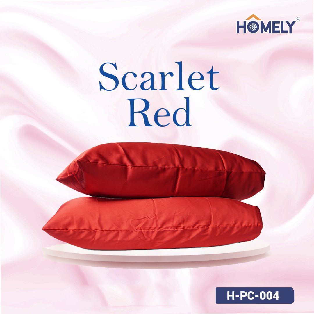 SCARLET RED SATIN PILLOW CASE- H-PC-004