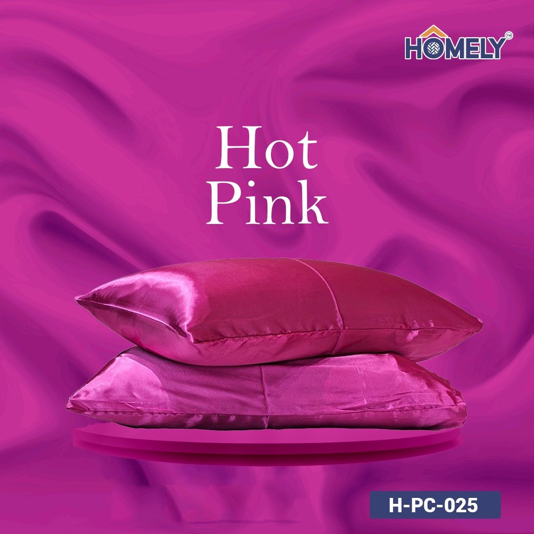 HOT PINK SATIN PILLOW CASE- H-PC-025