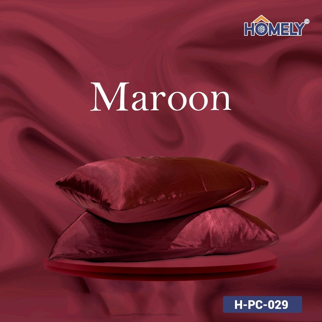 MAROON SATIN PILLOW CASE- H-PC-029