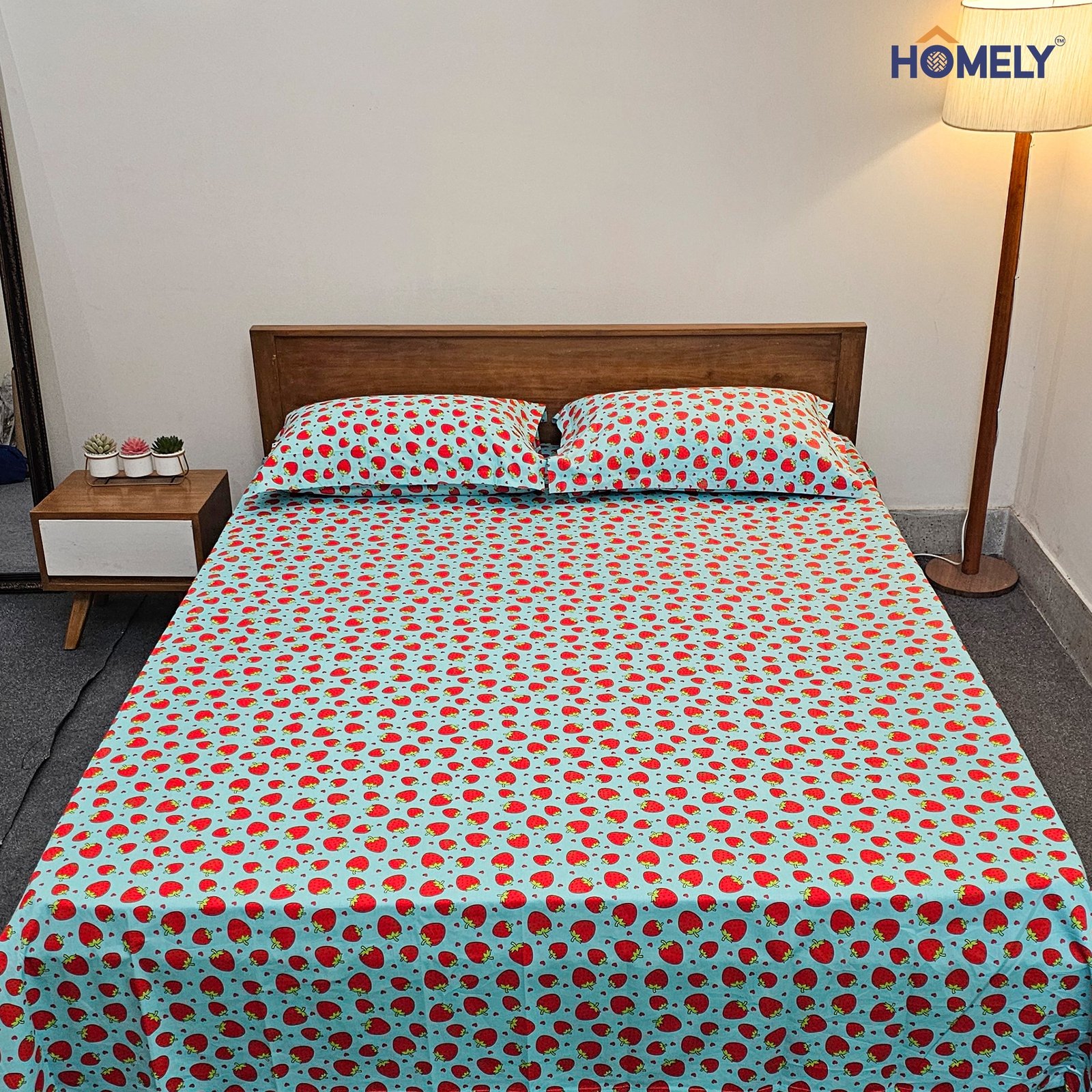 Blue Strawberry Bedsheet Blue Strawberry Bedsheet - Image 1