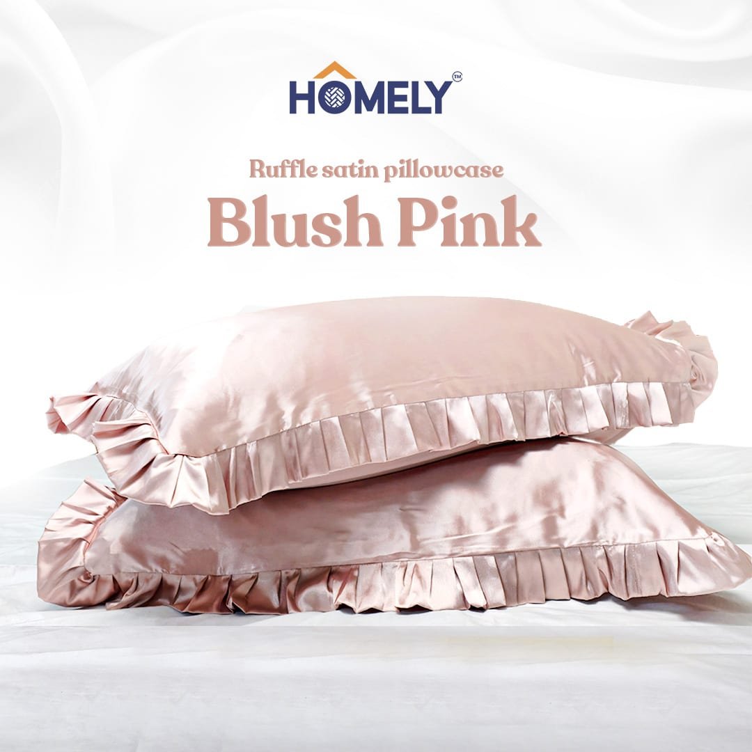 Blush Pink Ruffle Satin Pillowcase Blush Pink Ruffle Satin Pillowcase - Image 1
