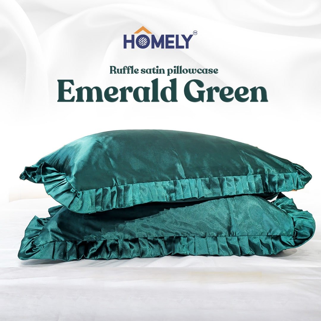 Emerald Ruffle Satin Pillowcase Emerald Ruffle Satin Pillowcase - Image 1