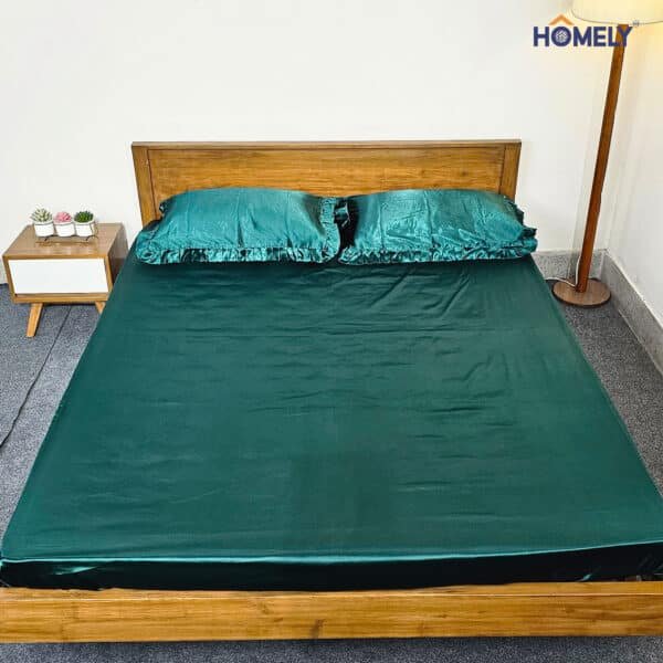 Emerald Satin Fitted Double Bedsheet
