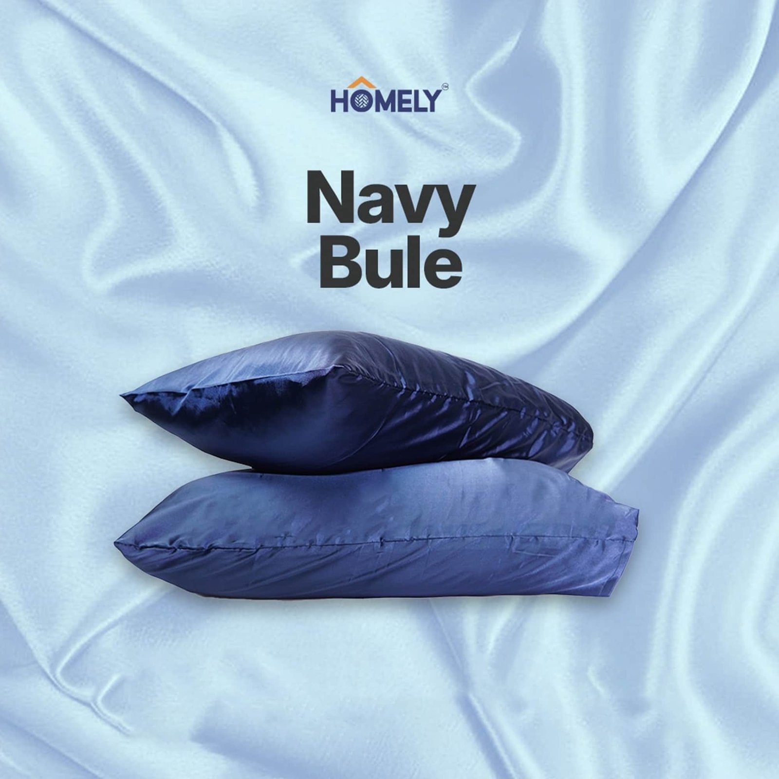 Navy Blue Satin Pillowcase Navy Blue Satin Pillowcase - Image 1