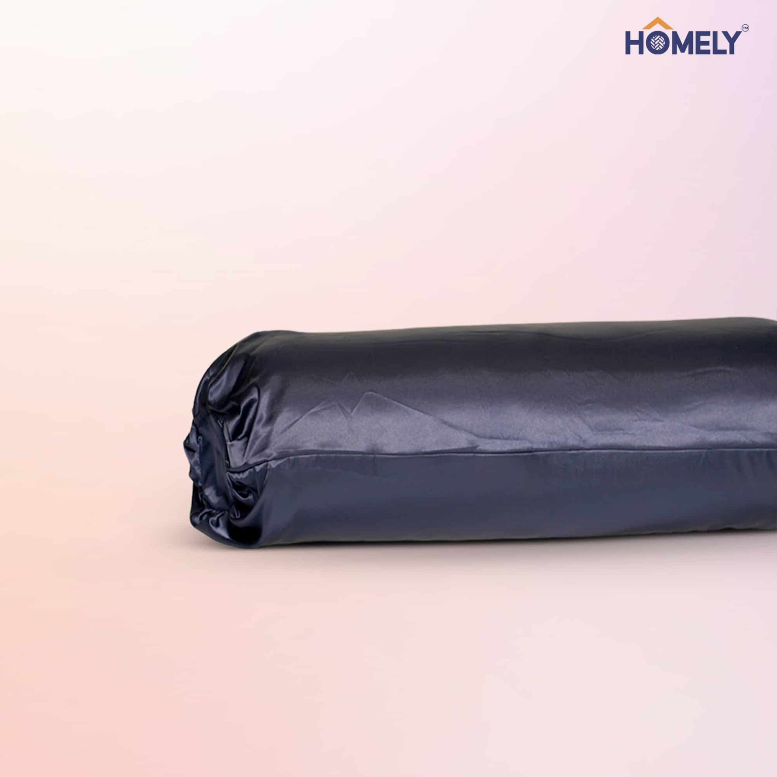 Navy Satin Bolstercase Navy Satin Bolstercase - Image 1