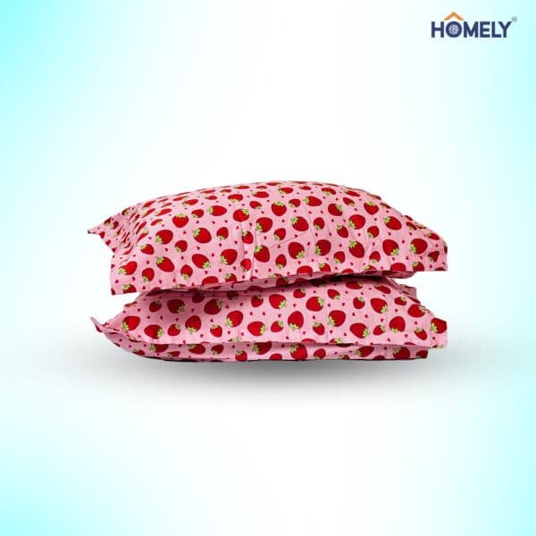 Pink Strawberry Pillow Cover
