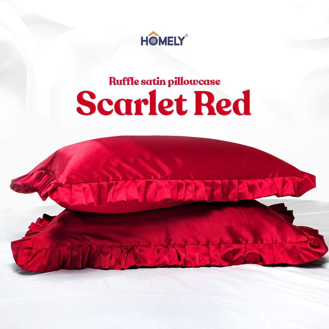 Scarlet Red Ruffle Satin Pillowcase Scarlet Red Ruffle Satin Pillowcase - Image 1