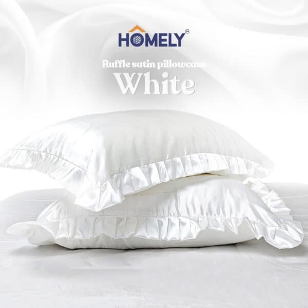 White Ruffle Satin Pillowcase