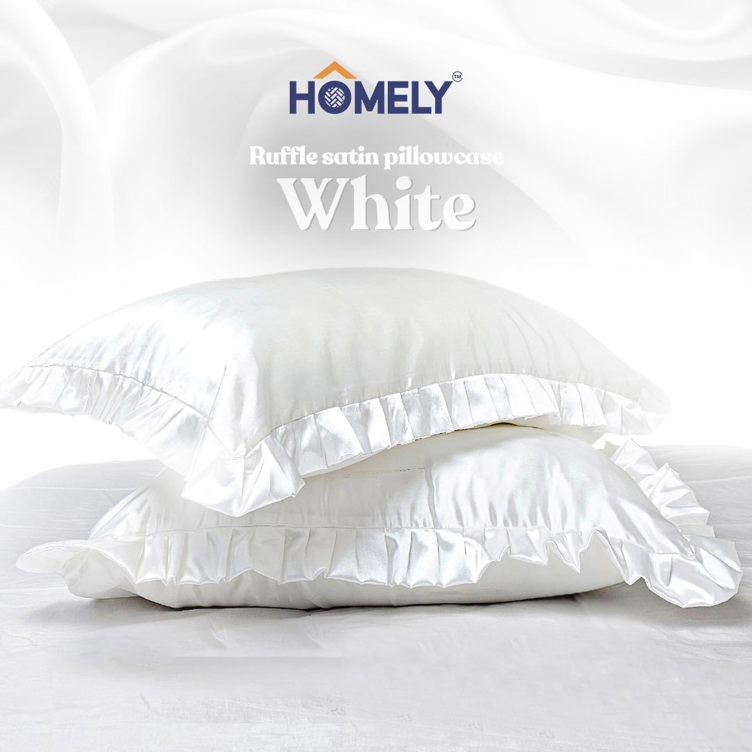 White Ruffle Satin Pillowcase White Ruffle Satin Pillowcase - Image 1