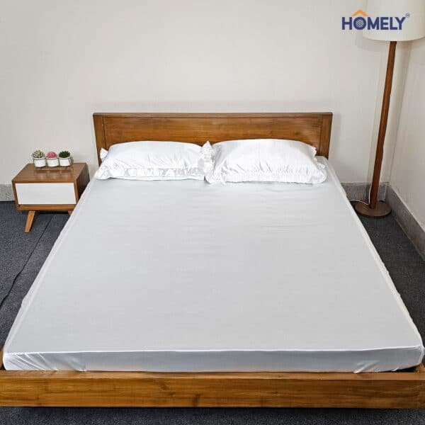 White Satin Fitted Double Bedsheet