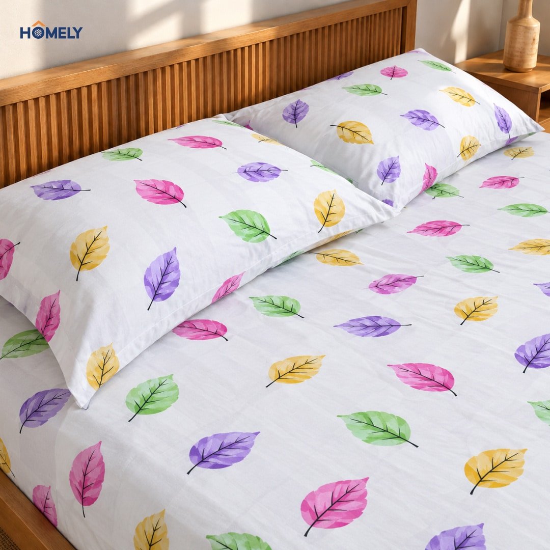Rainbow Leaves-1 Rainbow Leaves Bedsheet - Image 1